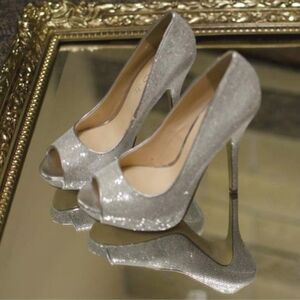Silver/ white high heels